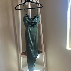 Windsor Green Asymmetrical Slip Dress for Weddings